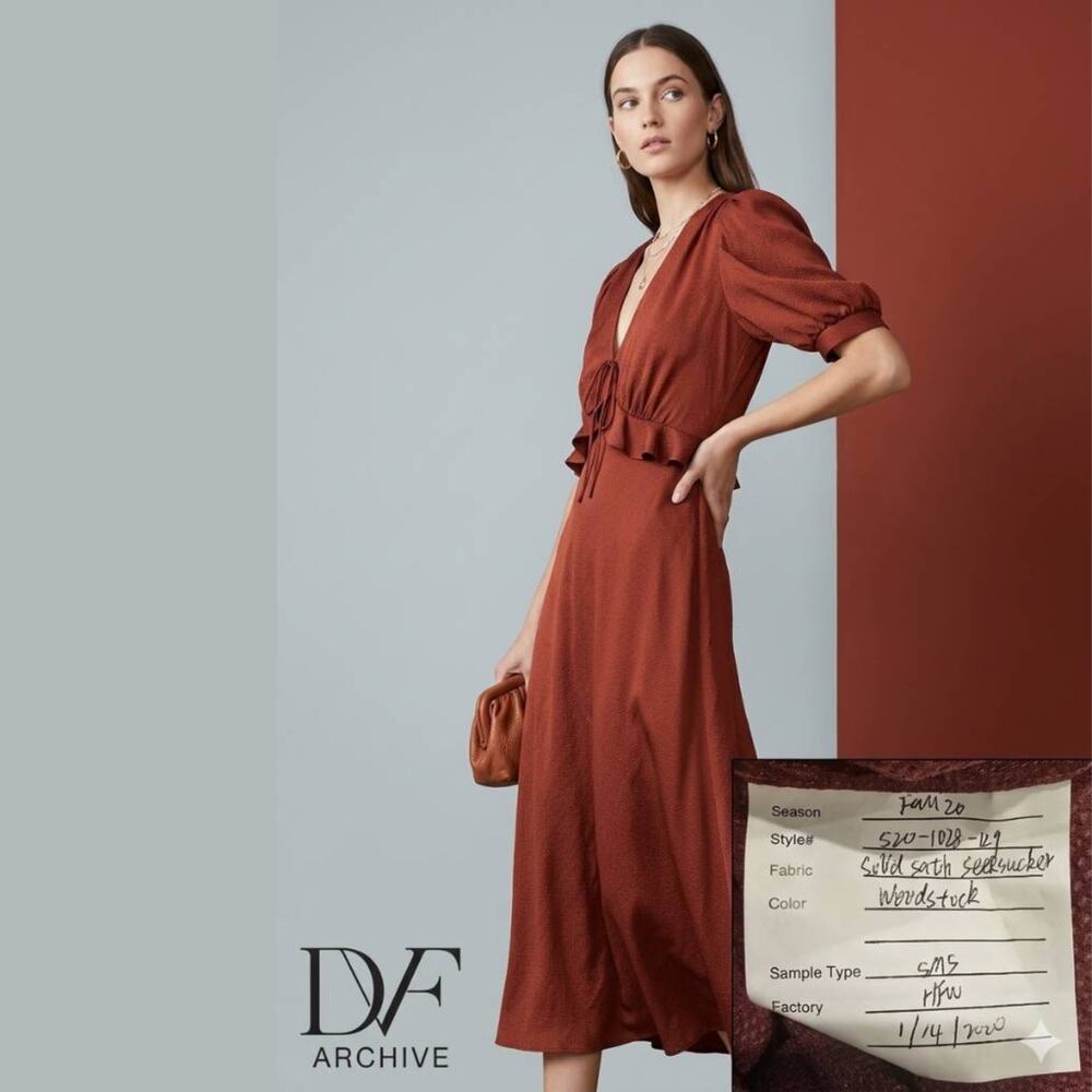 Diane Von Furstenberg Woodstock Silk Midi Dress Ultra Rare Sample Size 4